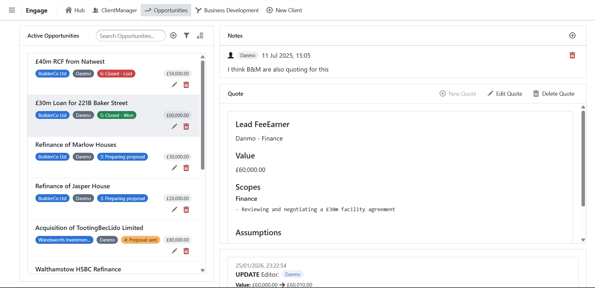 WorkFlo Quotes workspace